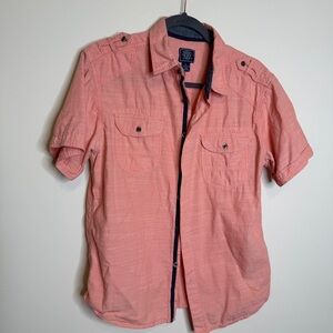 Men's Casual Button Down Shirt - coral pink